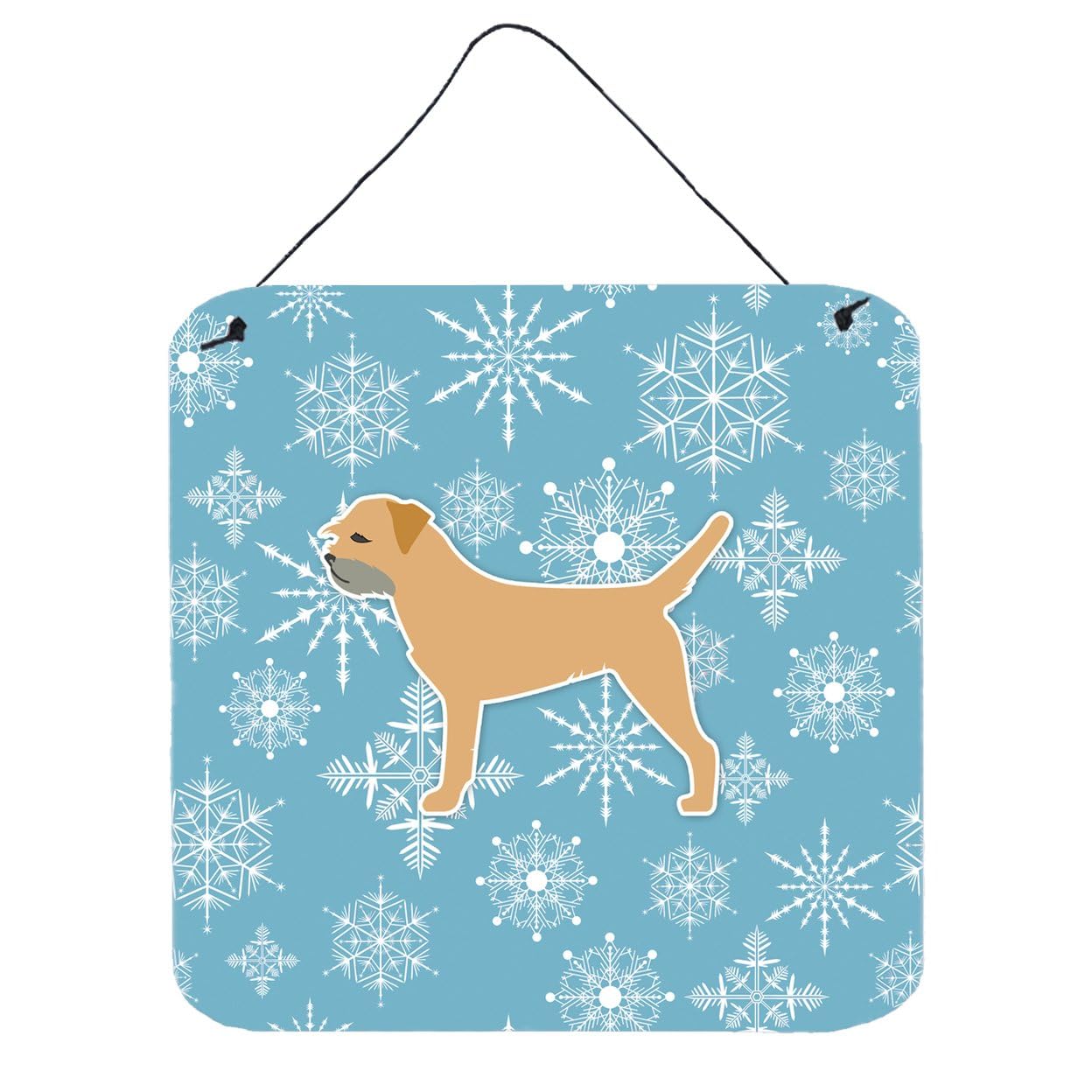 Winter Snowflake Design with Dog Art Wall or Door Hanging Prints