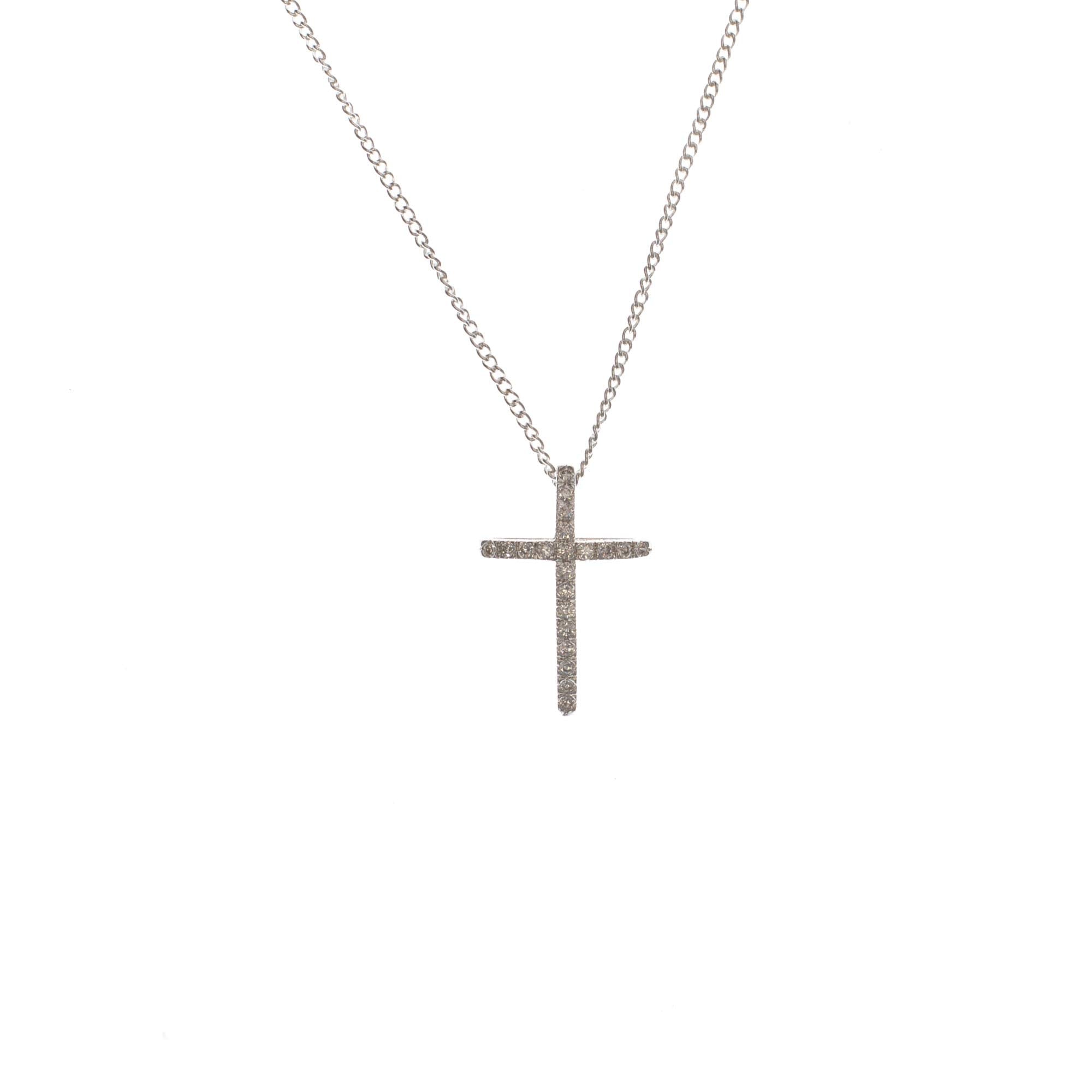 Open Bow Silver Plated Cross Necklace