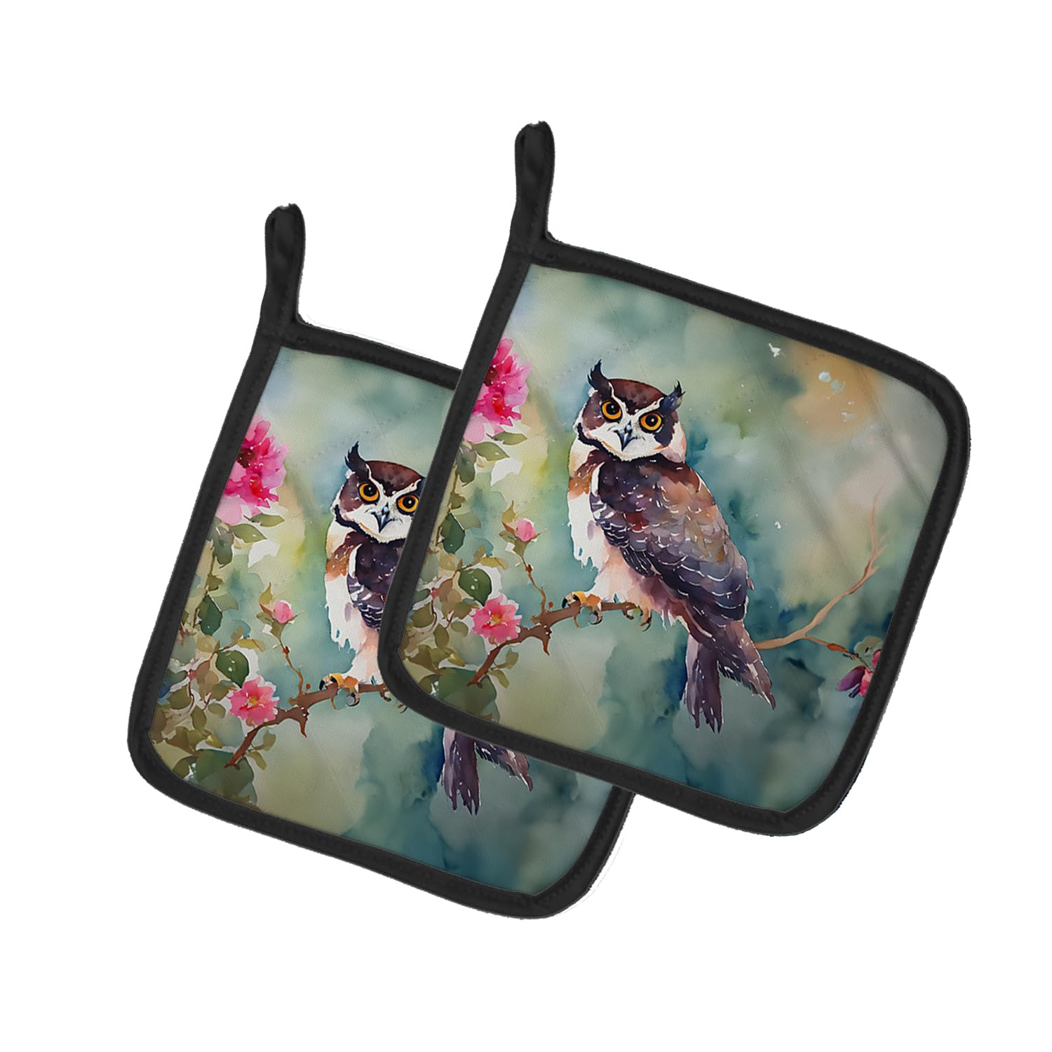 Spectacled Owl Pair of Pot Holders