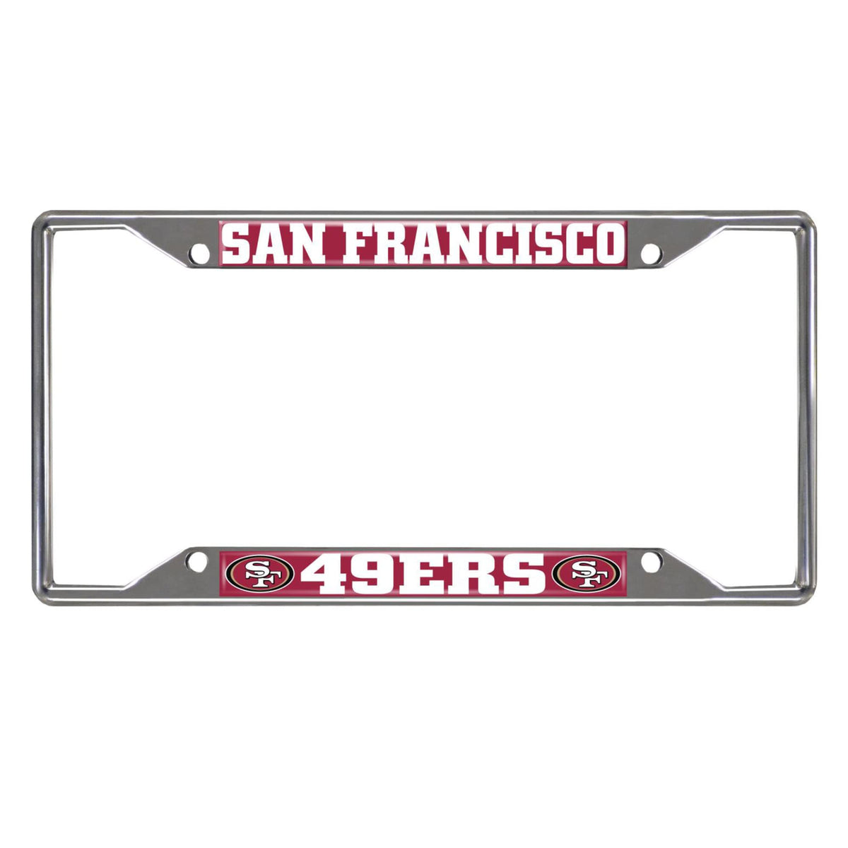 Fanmats 15043 San Francisco 49Ers Chrome Metal License Plate Frame, Team Colors, 6.25In X 12.25In