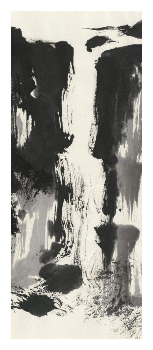 Sumi Waterfall View IV Panel -Paper Art-14x32”