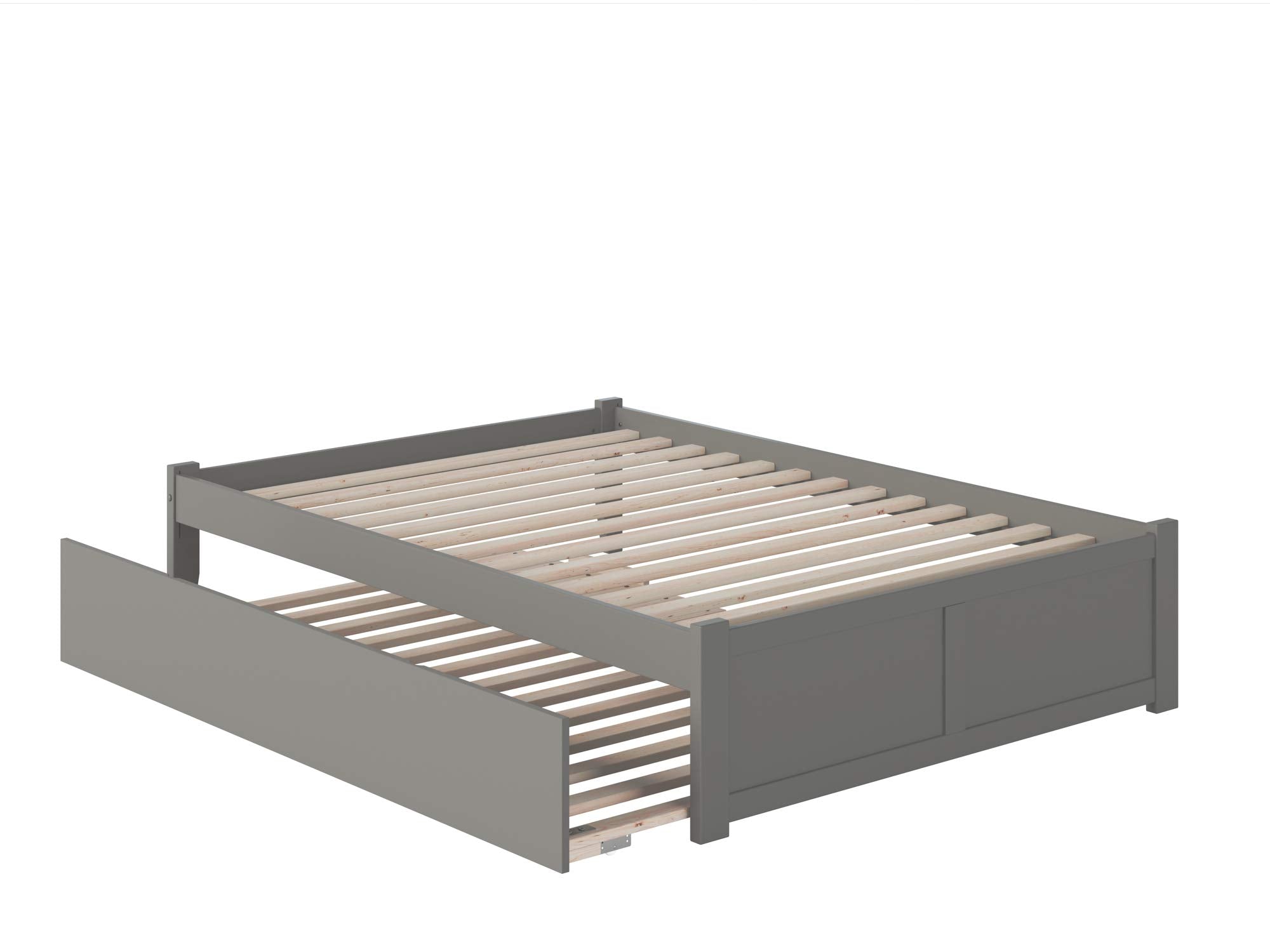 Concord Queen Bed with Footboard and Twin Extra Long Trundle in Grey