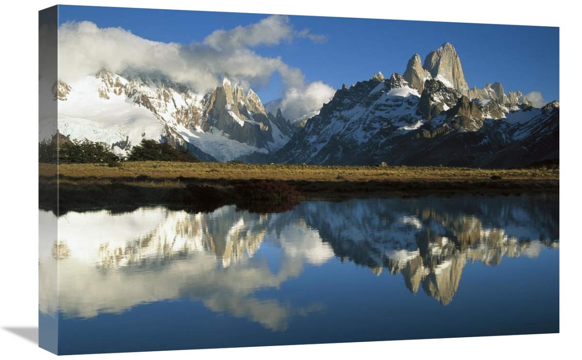Cerro Torre and Fitzroy at dawn, Loma Plieque Tumbado, Los Glaciares NP-Canvas Art-24x16”