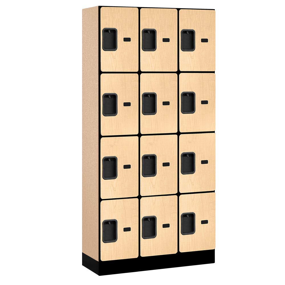 12 Wide Four Tier Designer Wood Locker - 3 Wide - 6 Feet High - 15 Inches Deep - Maple