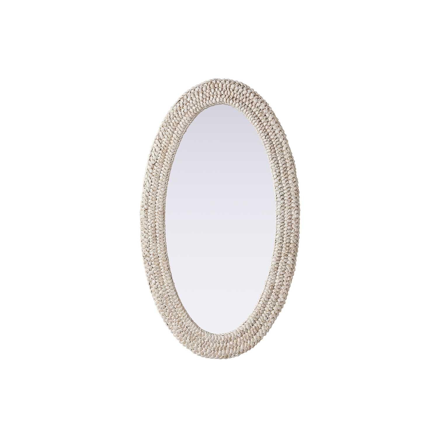 Oval Cornhusk Mirror 24x42 in Linen White