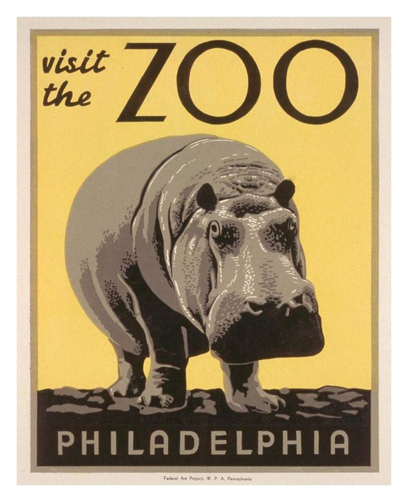 Visit the zoo - Philadelphia - Hippo-Paper Art-24x30”