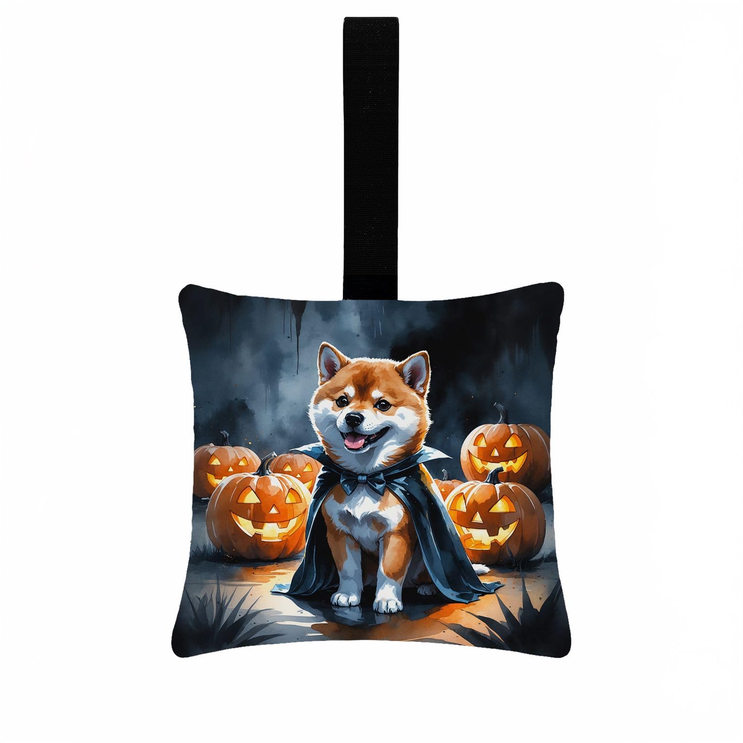 Carolines Treasures Shiba Inu Puppy Halloween Mini Hanging Pillow Ornament 3.5  3.5 Decorative Door-Knob & Tree Hanger, Soft Fabric Cushion