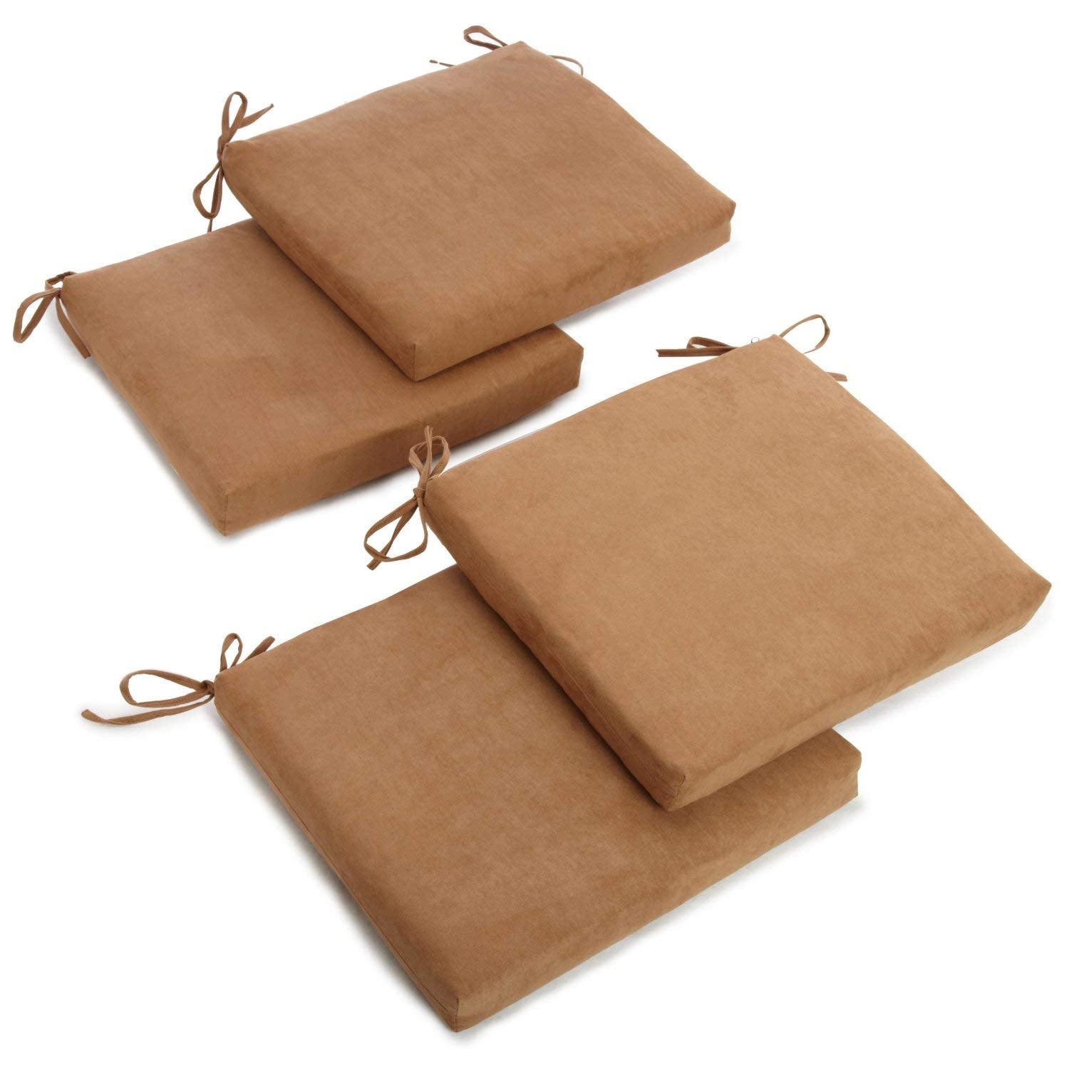 20-inch by 19-inch Polyester Chair Cushion (Set of Four) - Saddle Brown