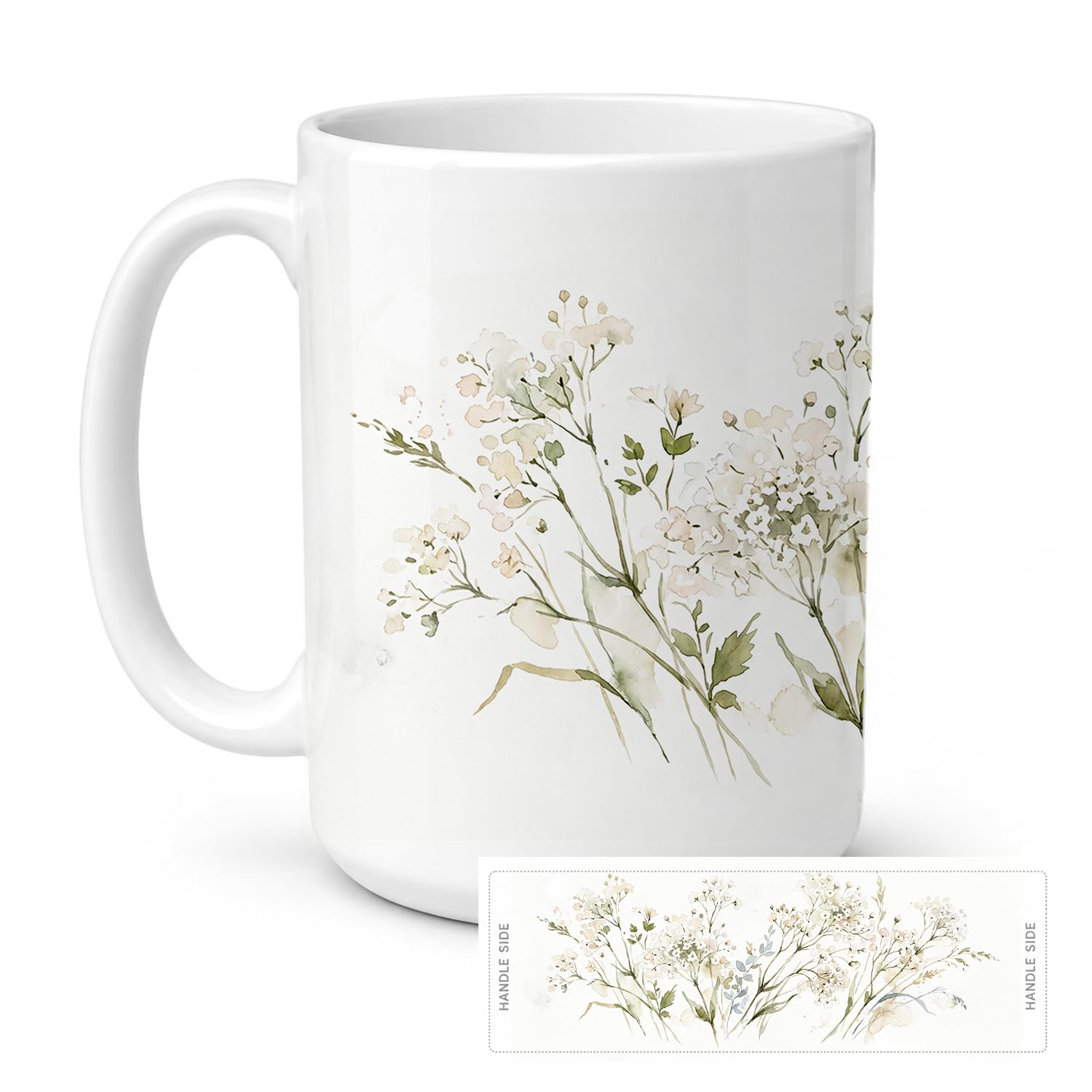 Carolines Treasures Gypsophila Flowers Ceramic Coffee Mug 15 oz