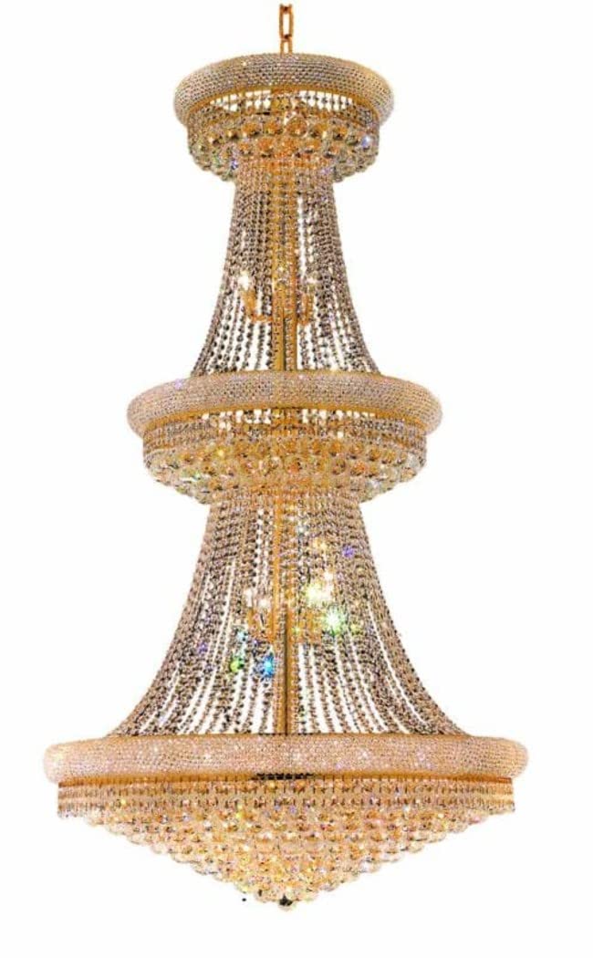 Primo 38 light Gold Chandelier Clear Royal Cut Crystal