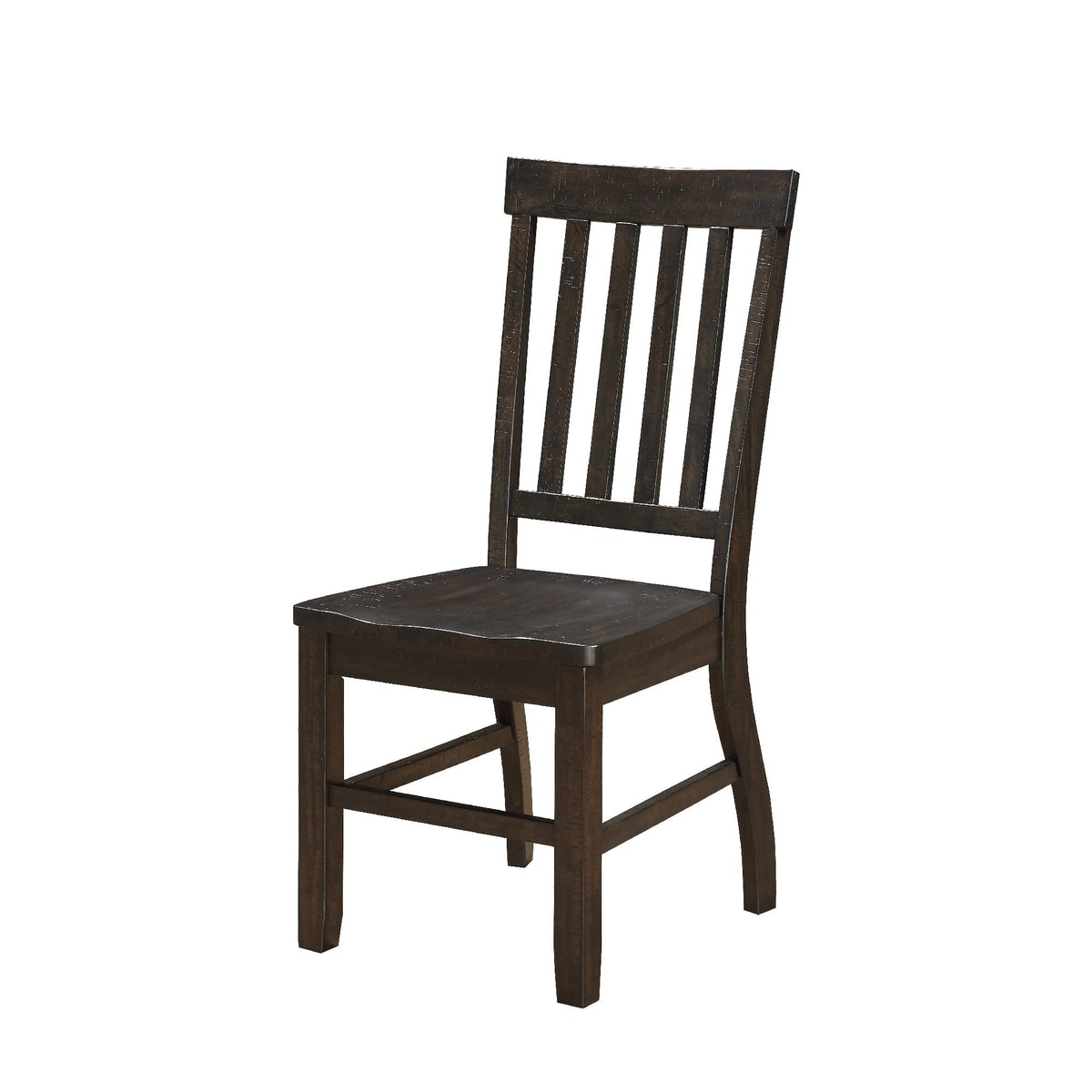 Benjara Wooden Dining Side Chairs With Slated Style Back, Set Of Two, Brown