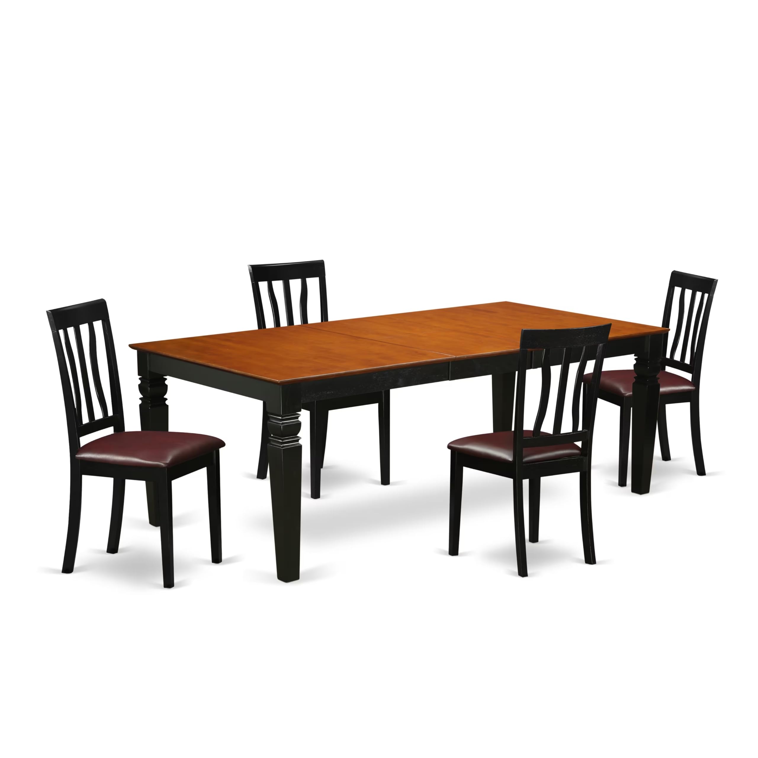 5  Pc  dinette  set  with  a  Table  and  4  Kitchen  Chairs  in  Black  and  Cherry