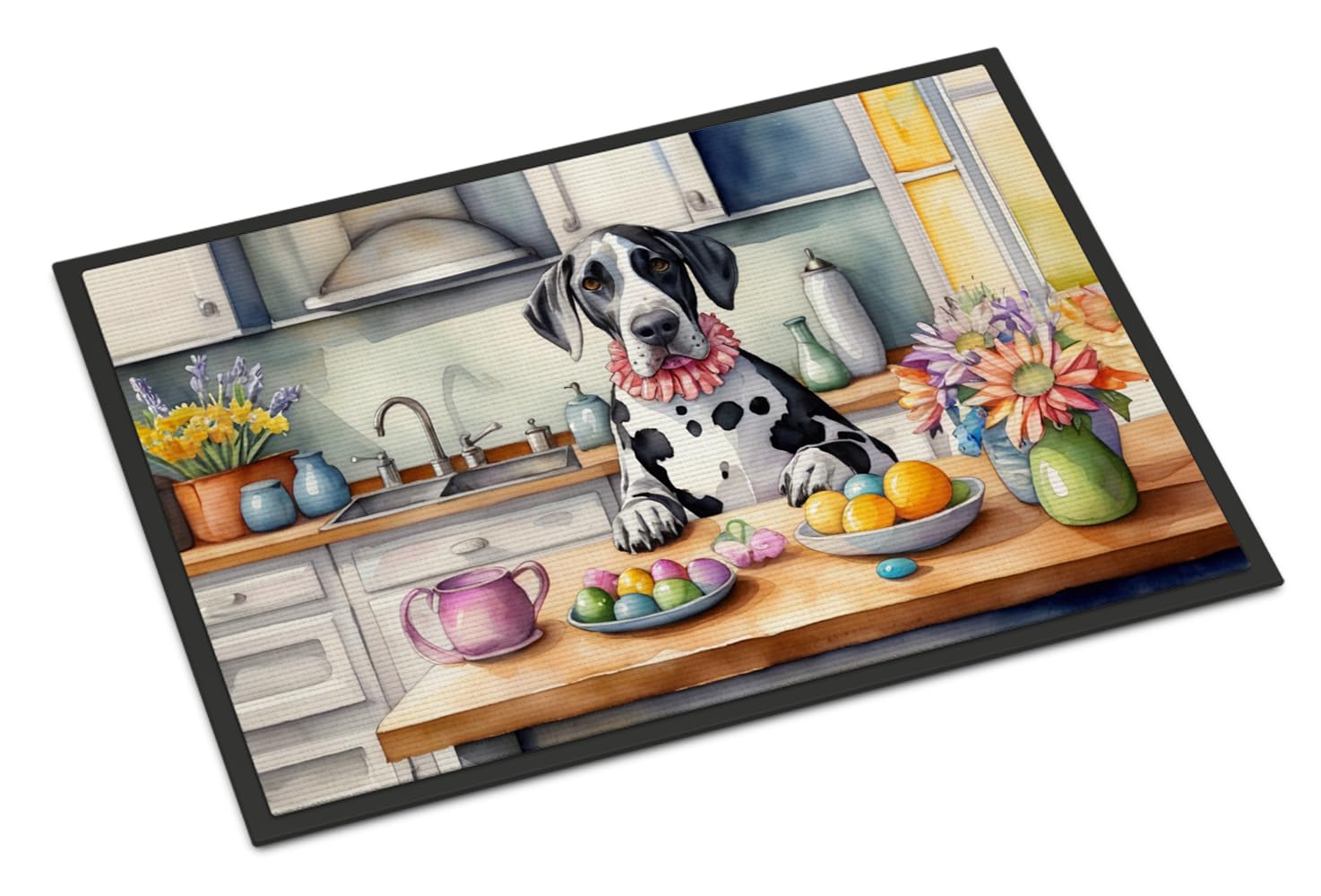 Carolines Treasures DAC6826JMAT Decorating Easter Great Dane Doormat Front Door Mat Indoor Outdoor Rugs for Entryway, Non Slip Washable Low Pile, 24H X 36W