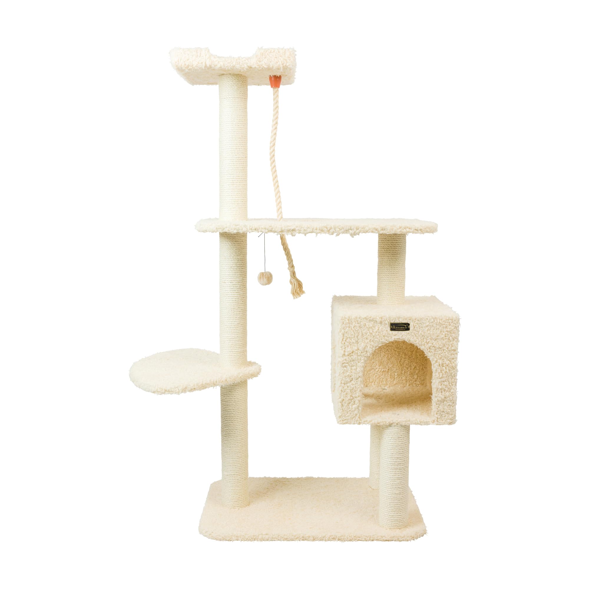 Armarkat Faux Fur Covered Real Wood Cat Scratch Furniture 57″ Beige A5708
