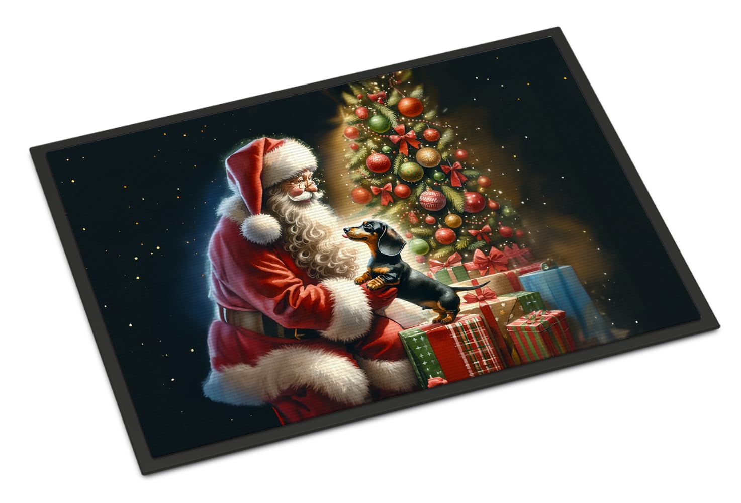 Carolines Treasures DAC4102JMAT Dachshund and Santa Claus Doormat Front Door Mat Indoor Outdoor Rugs for Entryway, Non Slip Washable Low Pile, 24H X 36W