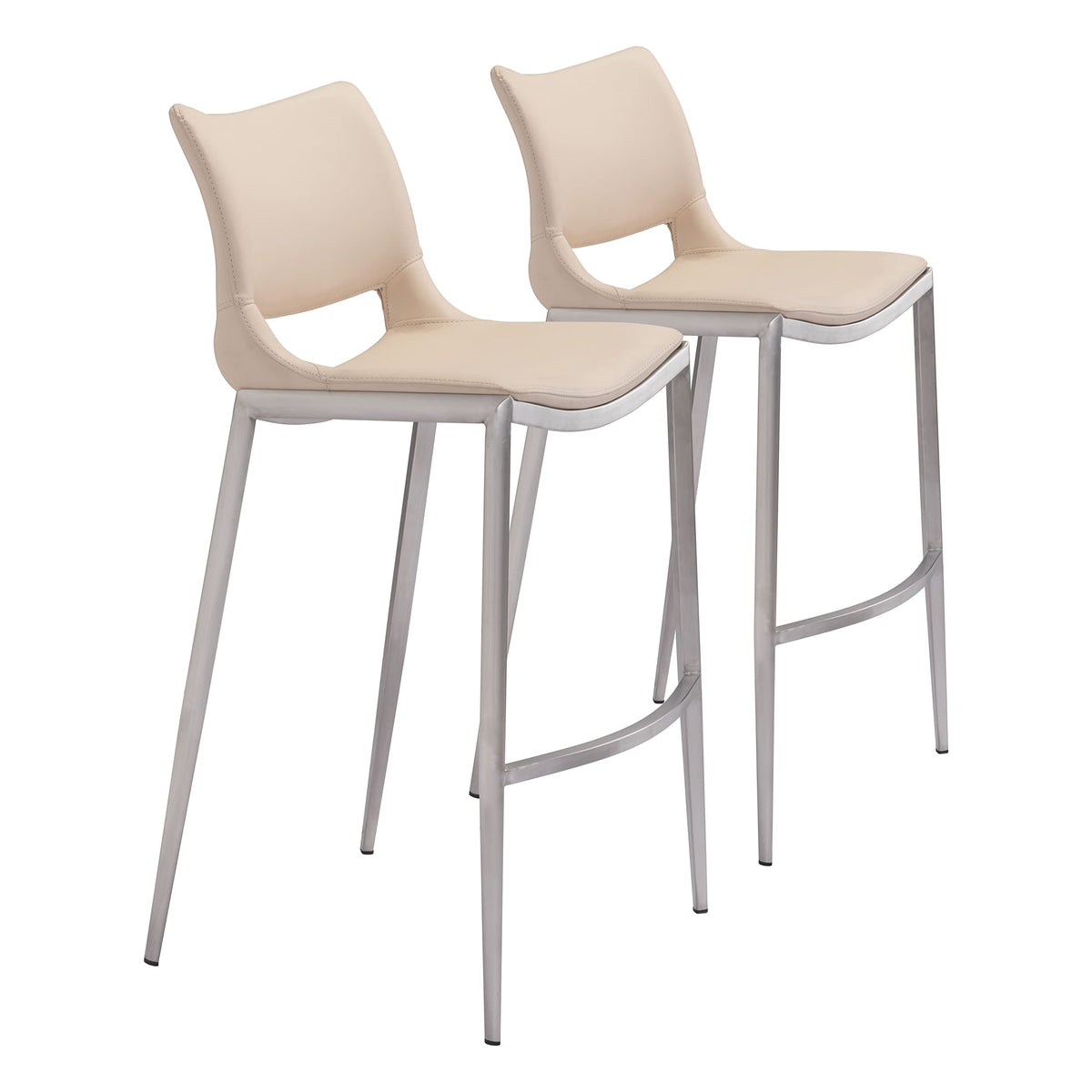 Ace Bar Chair (Set Of 2) Light Pink & Silver