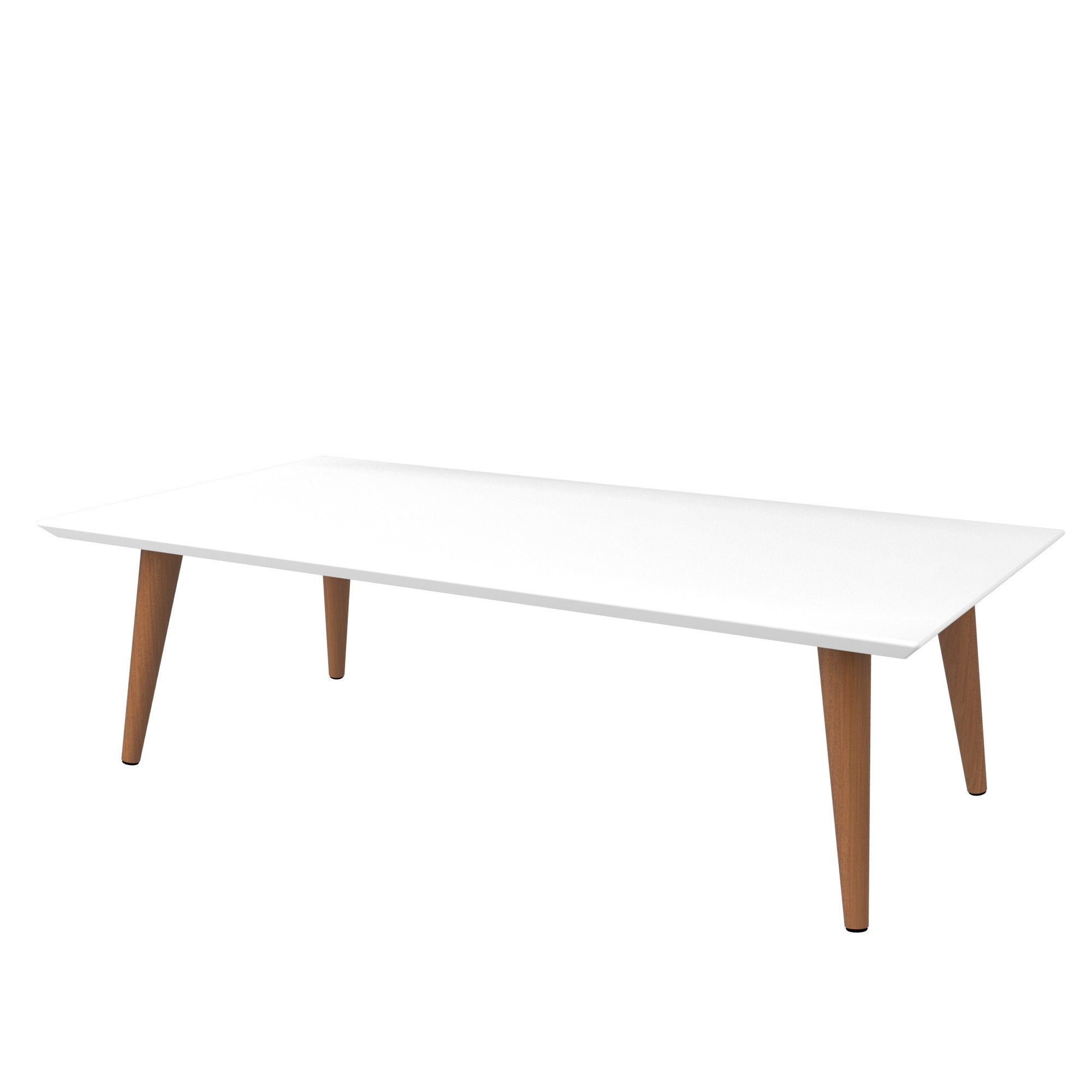 Utopia 19.68 High Square End Table With Splayed Wooden Legs in White Gloss