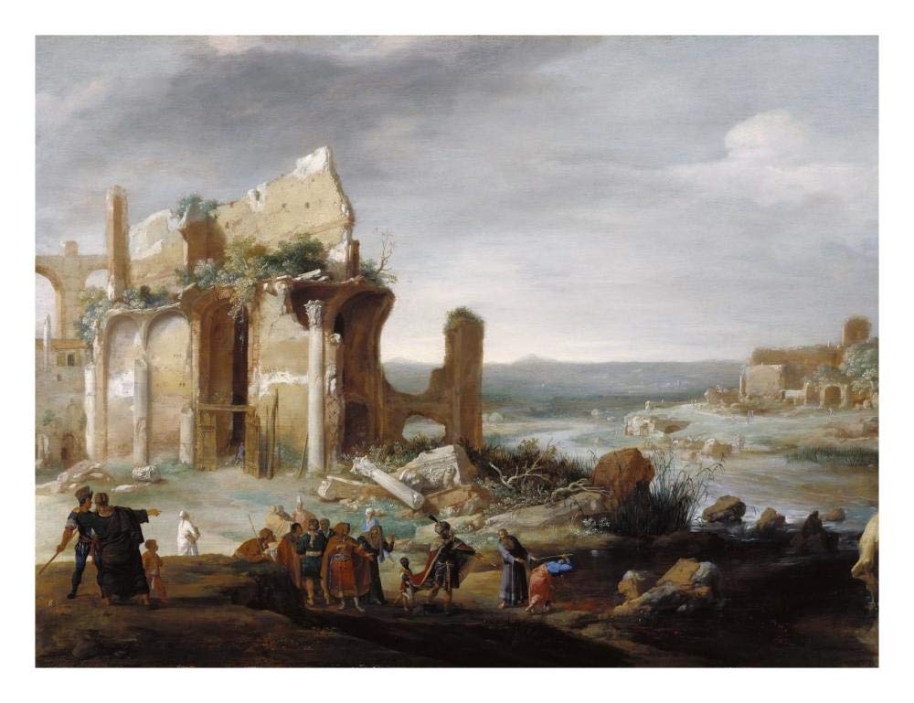 Moses and Aaron Changing the Rivers of Egypt to Blood-Paper Art-26x20”