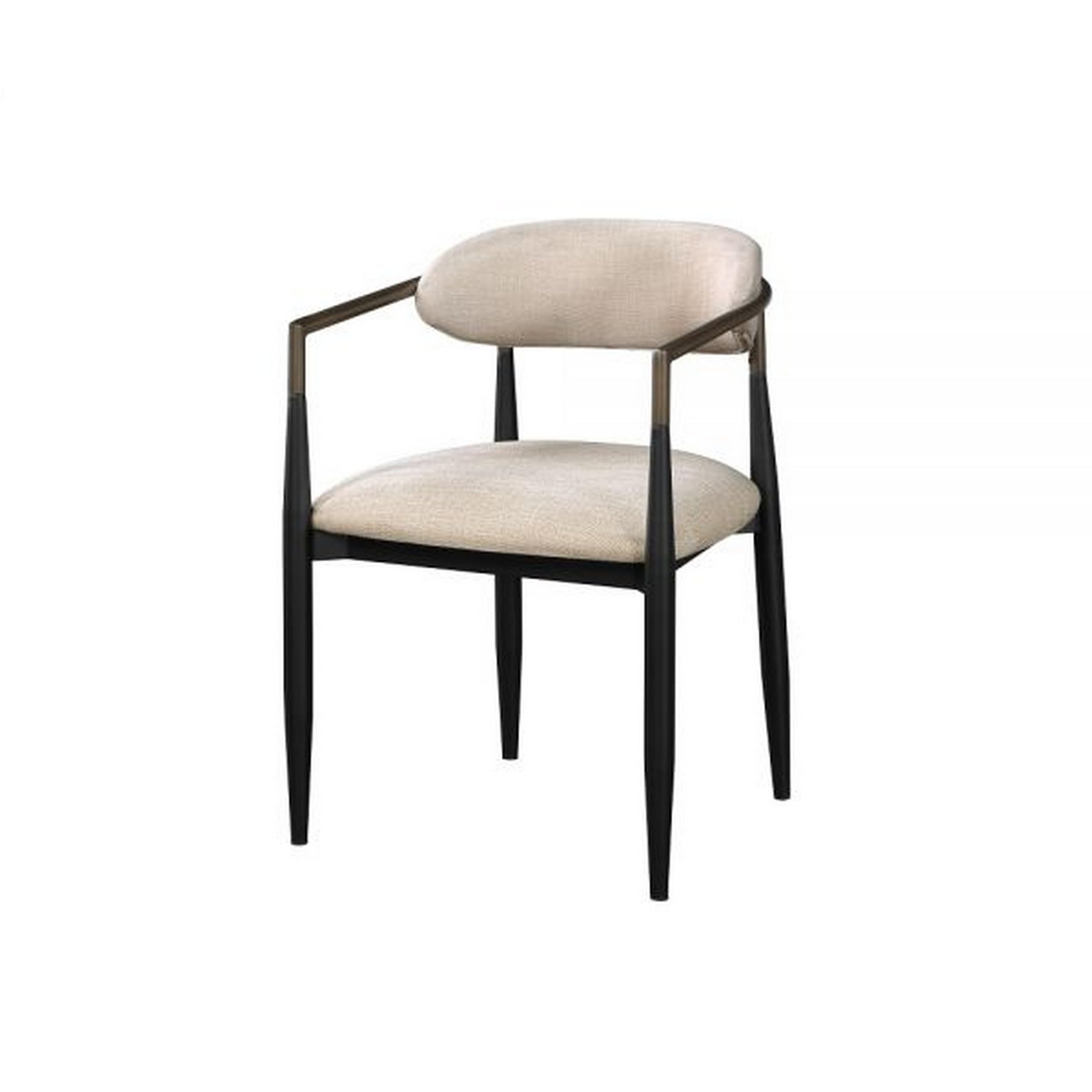 Jerry 23 Inch Dining Chair, Set of 2, Fabric Upholstered, Beige and Black