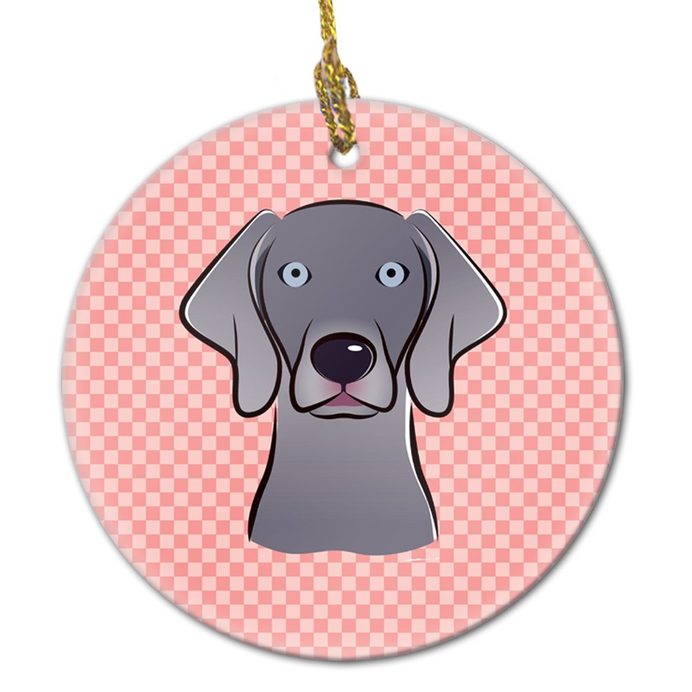Checkerboard Blue Weimaraner Ceramic Ornament BB1231CO1