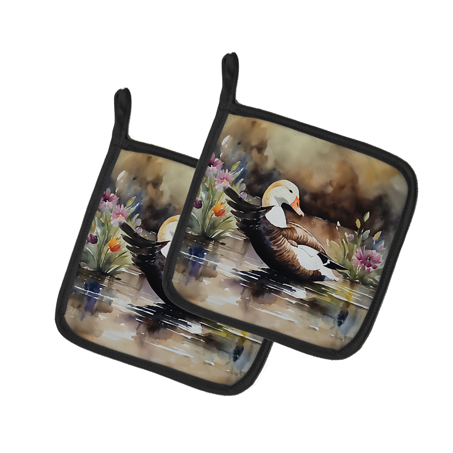Common Eider Duck Pair of Pot Holders