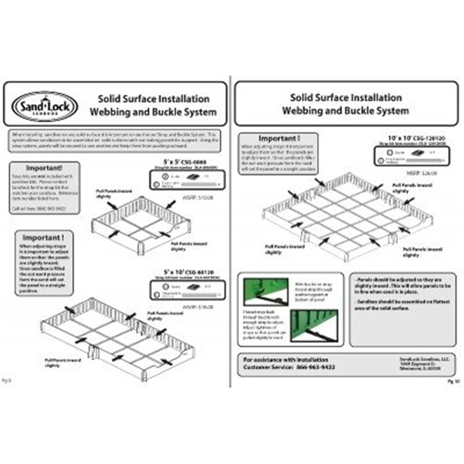 10 x 10 Strap kit for solid surface installation ( 8-straps)