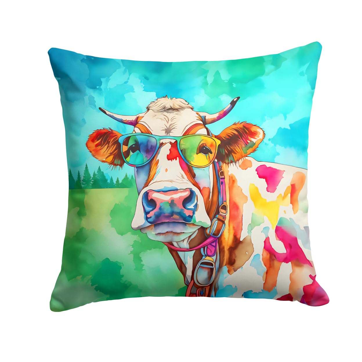 Hippie Animal Cow Throw Pillow
