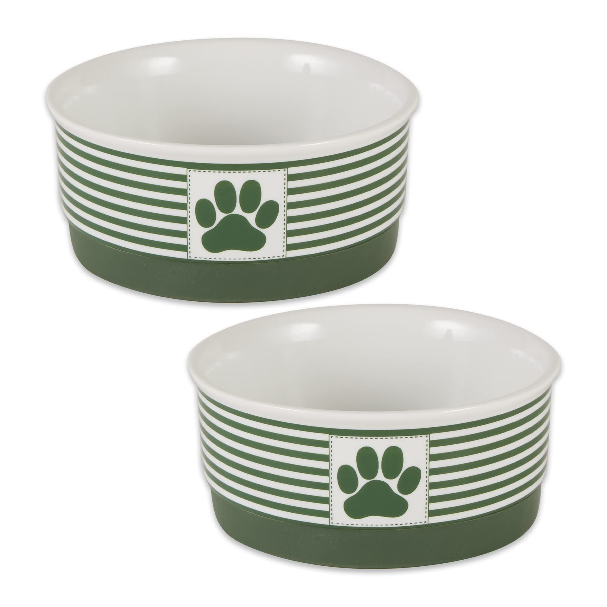 Bone Dry Paw & Patch Ceramic Pet Collection, Small Set, 425X2, Hunter Green, 2 Piece,5742