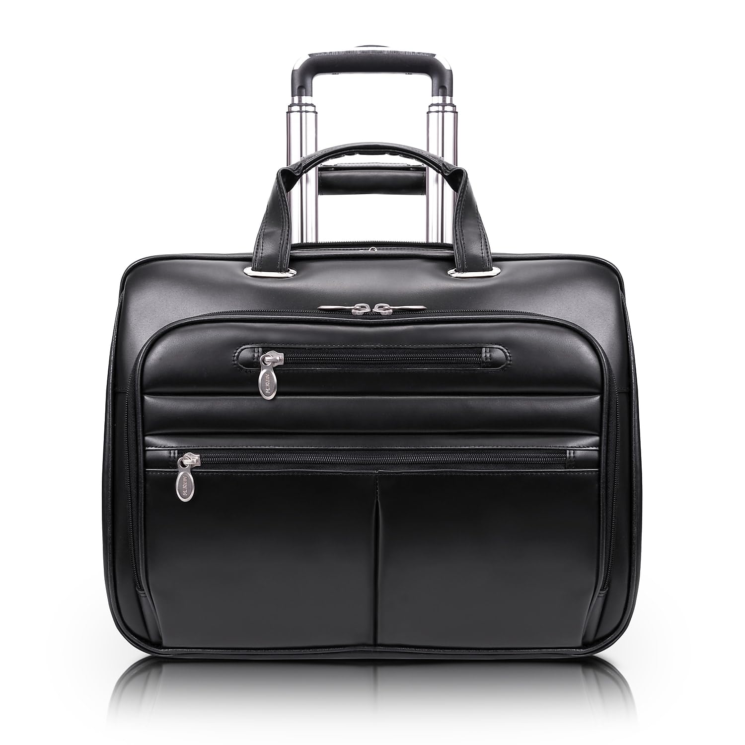 Mcklein Limited Edition Laptop Rolling Briefcase, Black Leather (80505C)