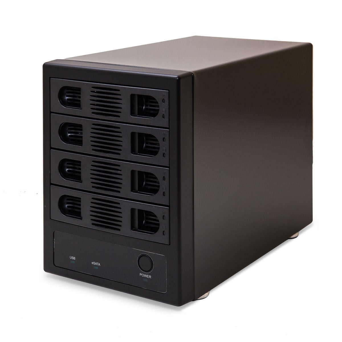External USB 3.0 & eSATA to Quad 3.5 SATA3 HDD Tool Less Tray Steel Case, also Support 2.5 HDD & SSD, non-RAID, Auto Power Save, Built-in 90W Power