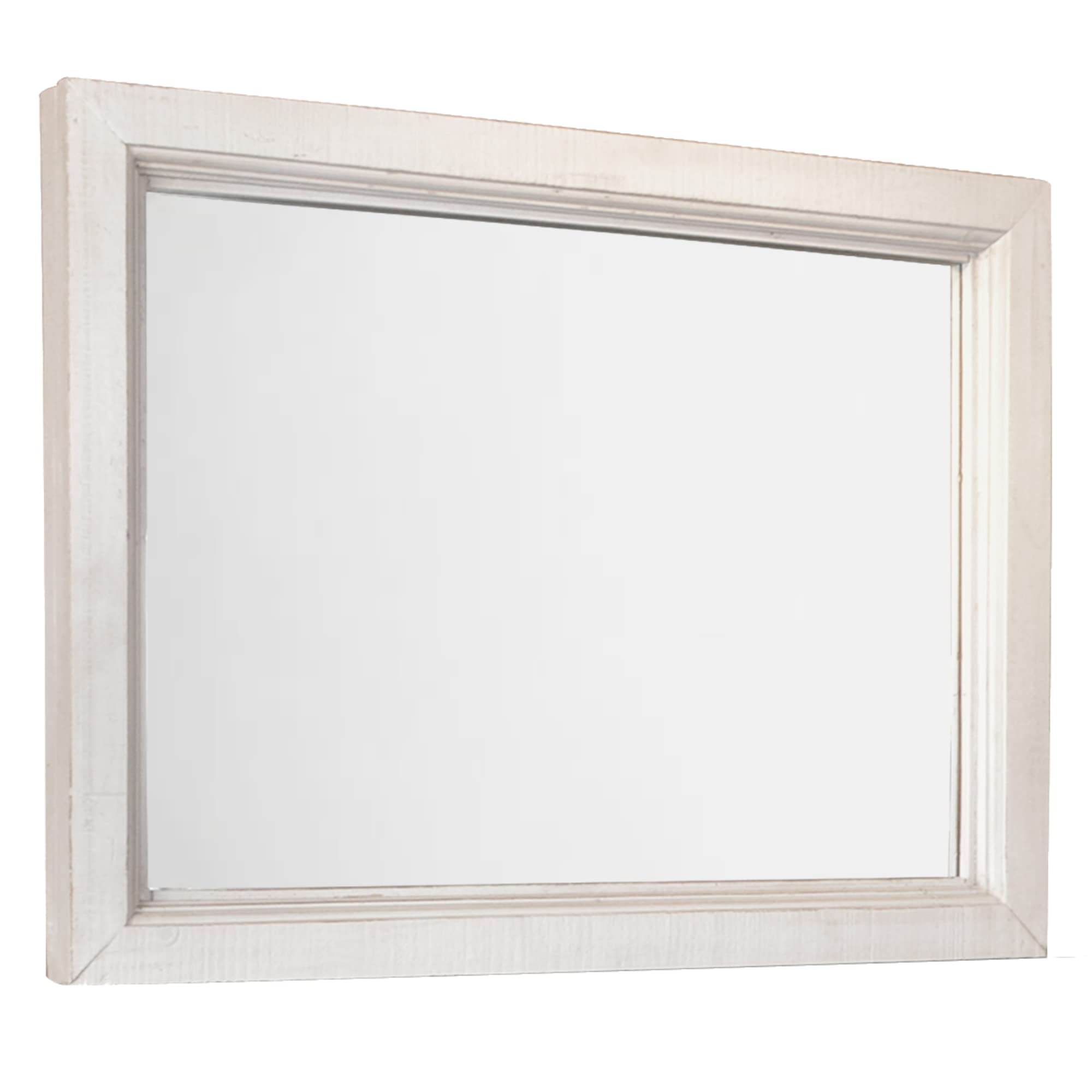 Sunset Trading Rustic French Bedroom Mirror | Distressed White and Brown Solid Wood