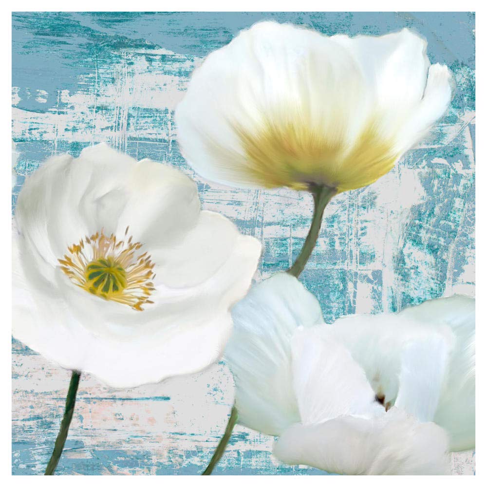 Washed Poppies (Aqua) II-Paper Art-42x42”