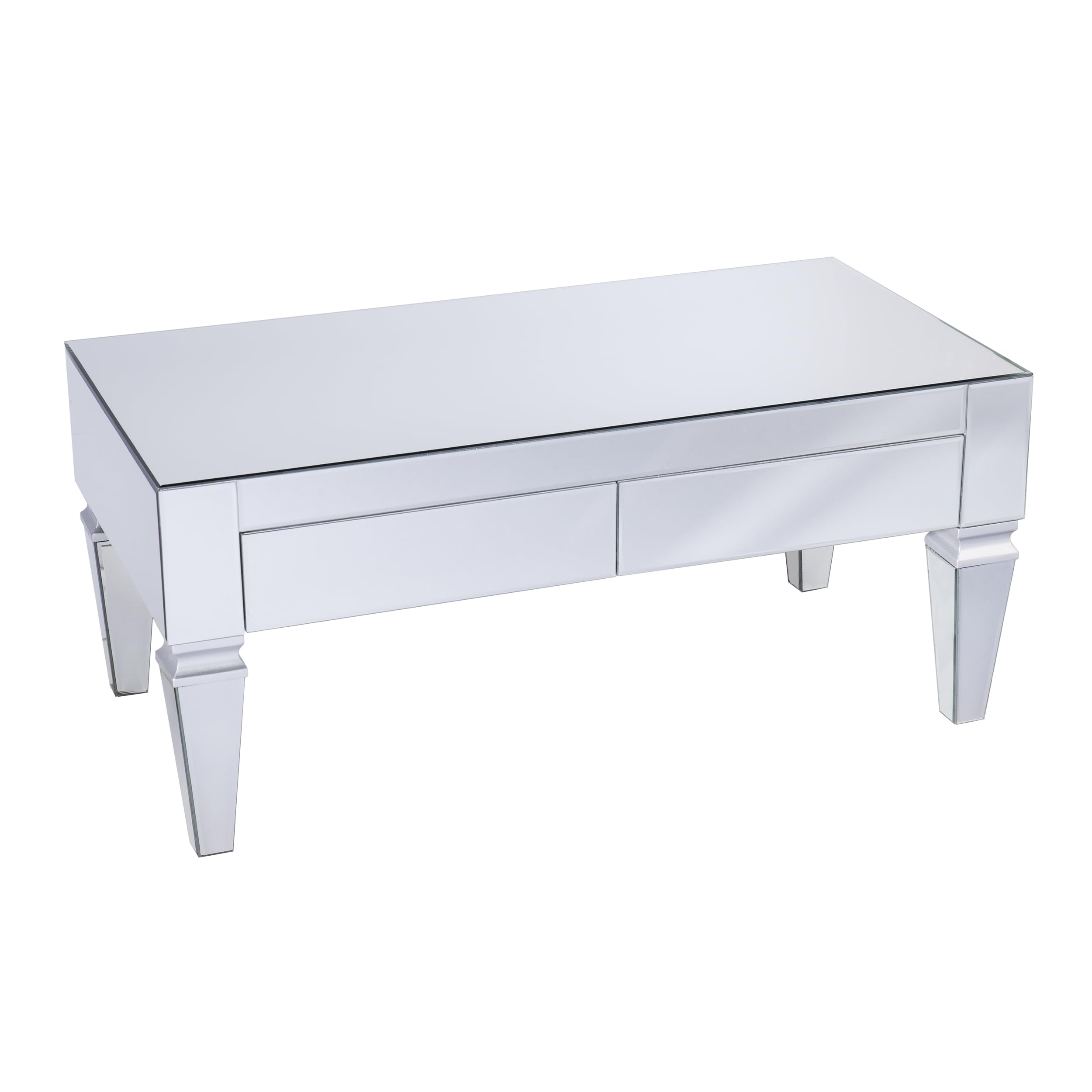 Darien Contemporary Mirrored Rectangular Cocktail Table