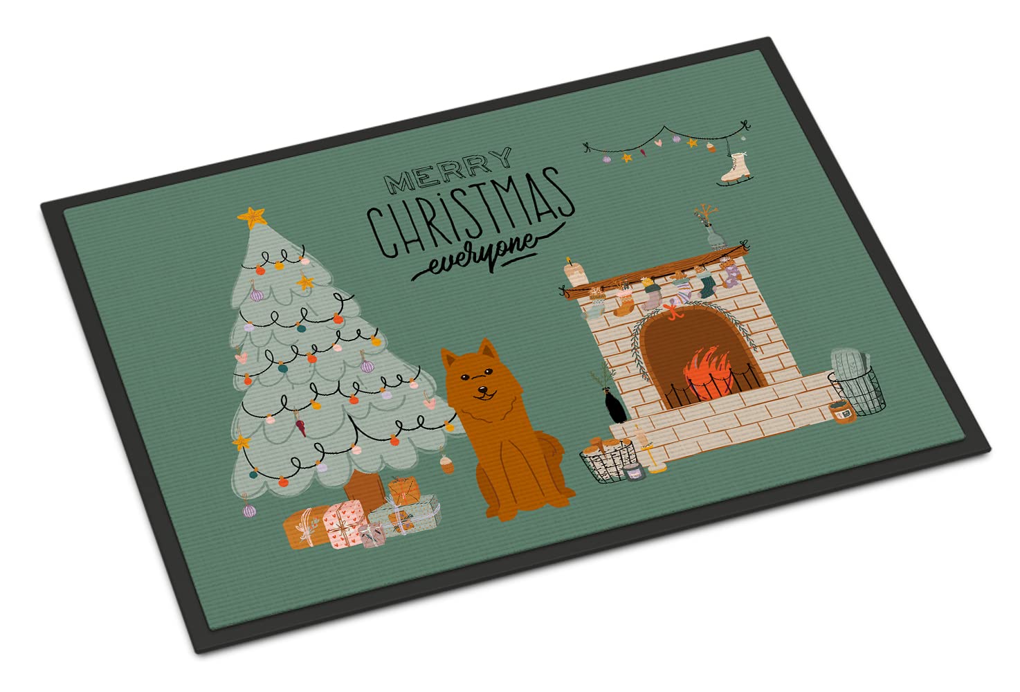 Carolines Treasures CK7585JMAT Karelian Bear Dog Christmas Everyone Doormat 24x36 Front Door Mat Indoor Outdoor Rugs for Entryway, Non Slip Washable Low Pile, 24H X 36W