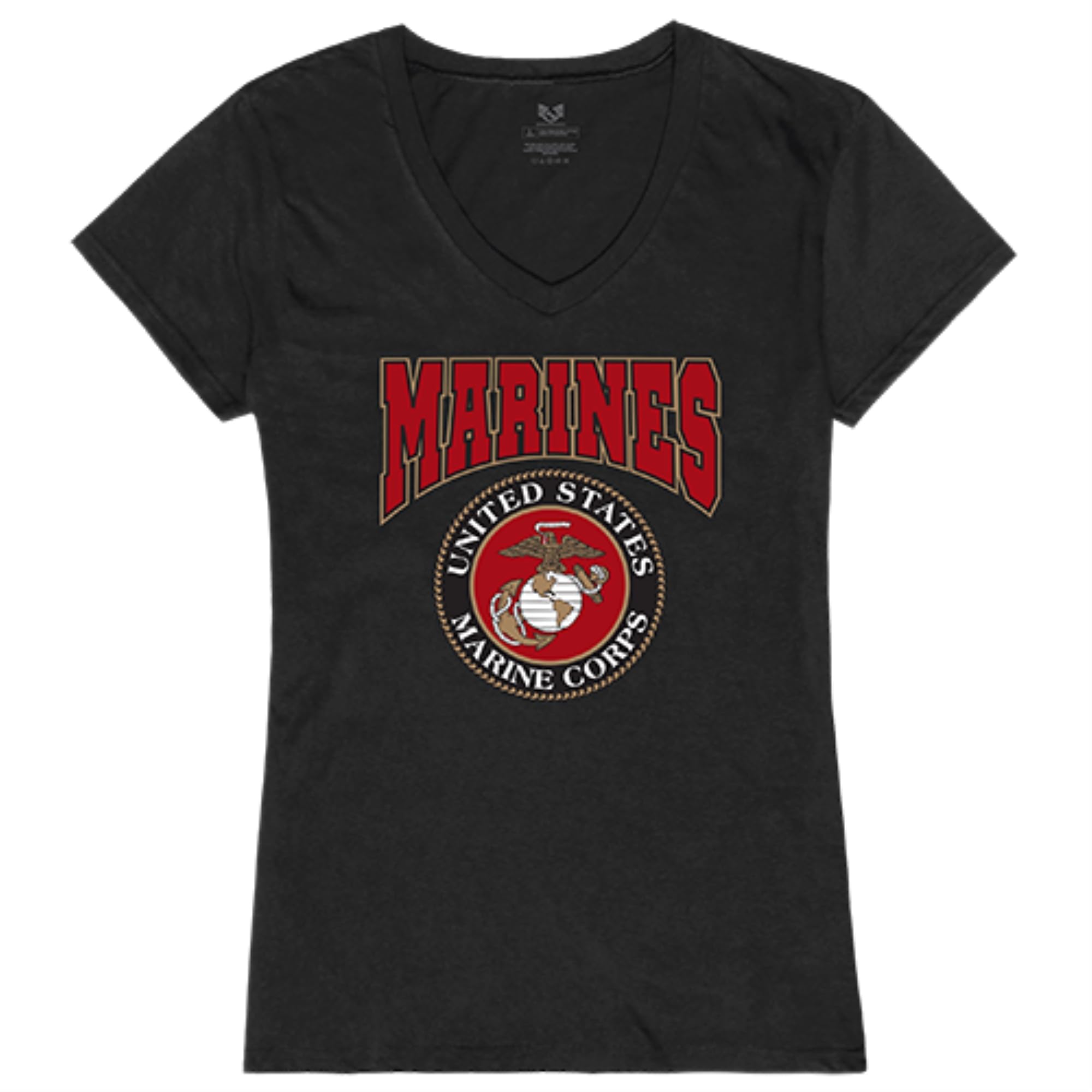 Graphic V-Neck, Marines, Black, M