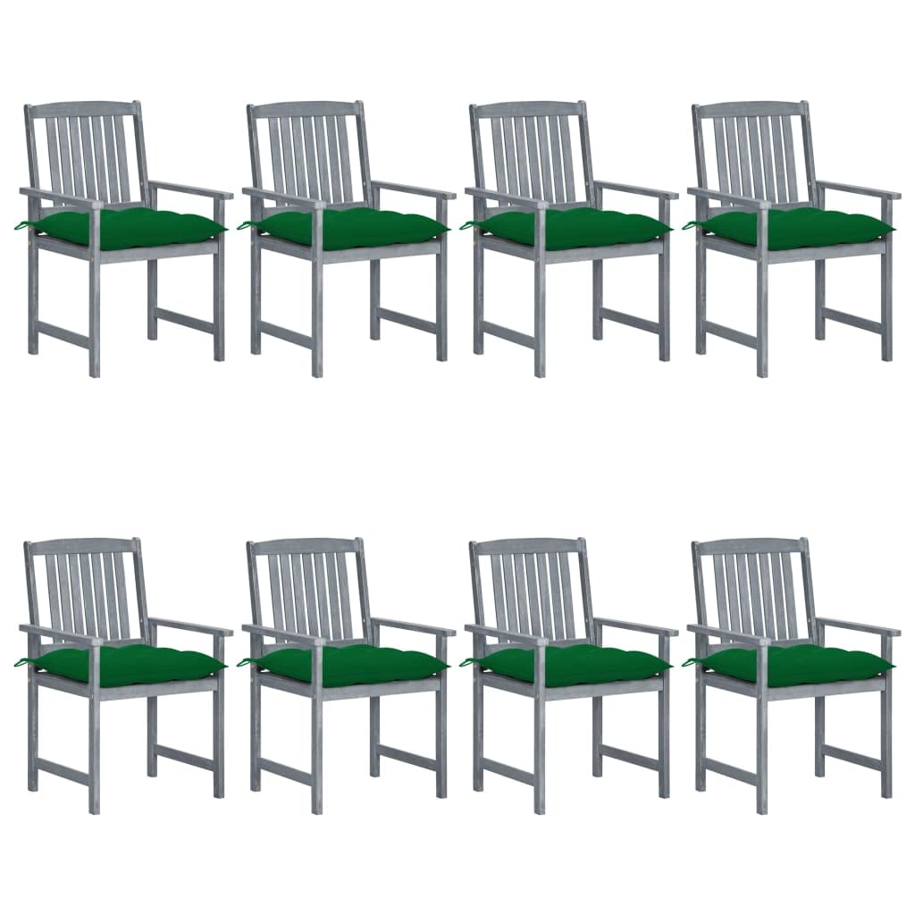 vidaXL Garden Chairs with Cushions 8 pcs Solid Acacia Wood Gray