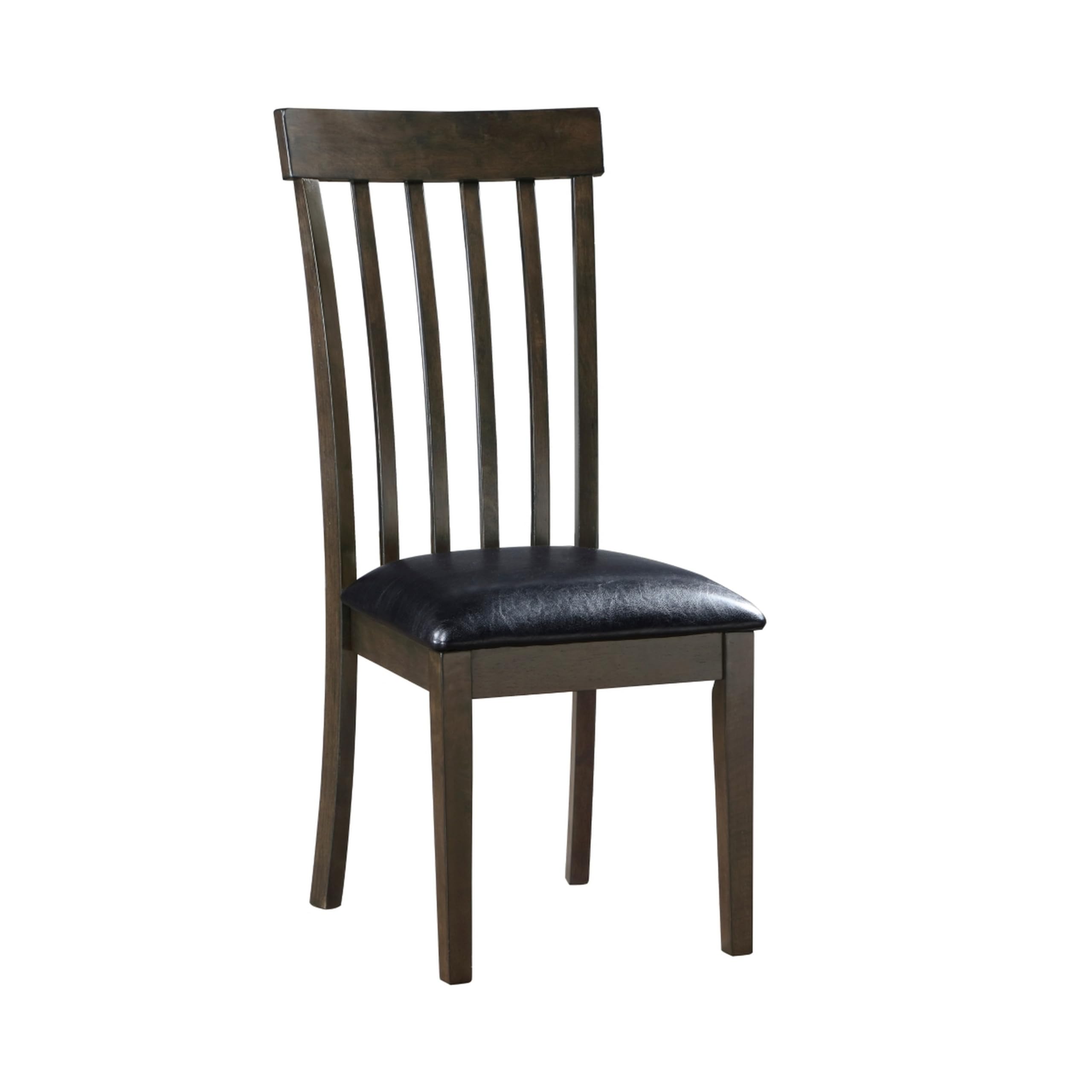 Kyn 18 Inch Side Dining Chairs Set of 2, Slatted Back, Padded Seat, Farmhouse Brown
