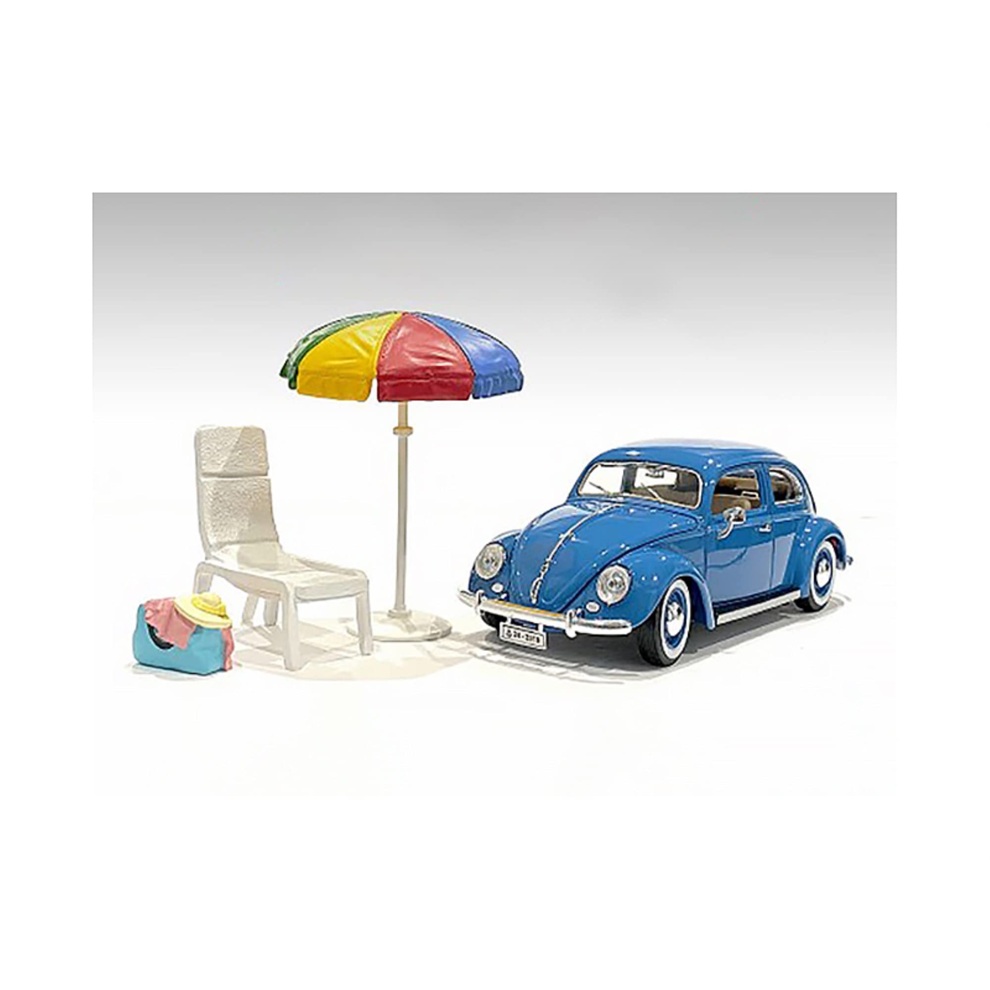 Beach Girls Accessories (Beach Chair And Beach Umbrella And Duffle Bag) For 1/24 Scale Models By American Diorama 76417