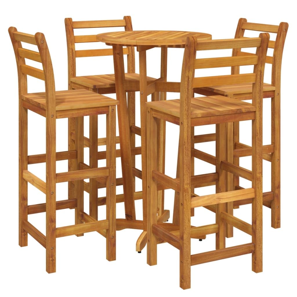 vidaXL 5 Piece Patio Dining Set Solid Wood Acacia
