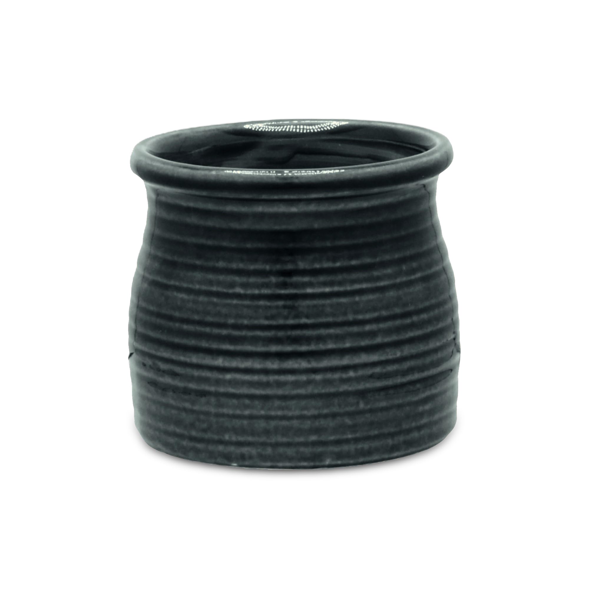 Kifon Curved Ceramic Ceramic Pot - Medium - Dark Gray