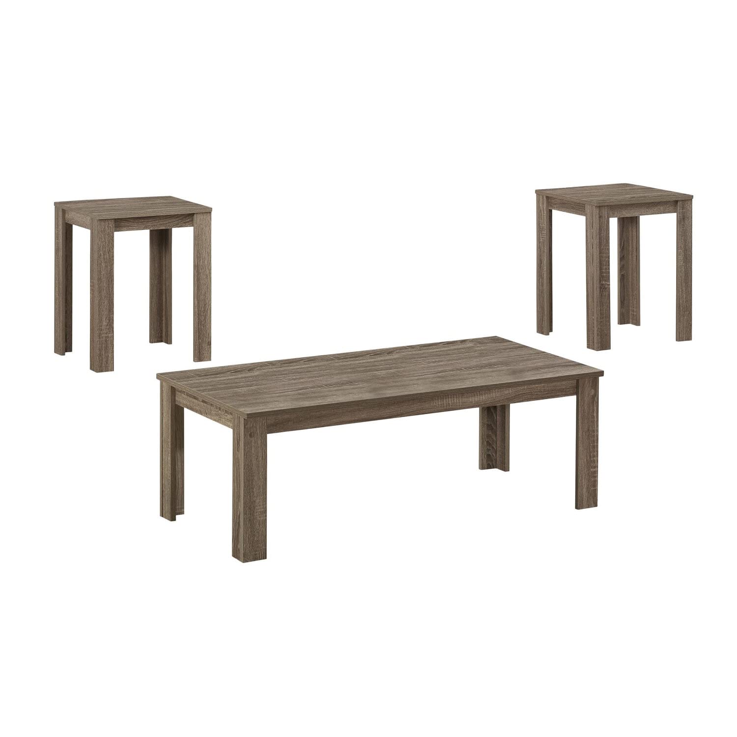 Table Set, 3Pcs Set, Coffee, End, Side, Accent, Living Room, Laminate, Brown, Transitional