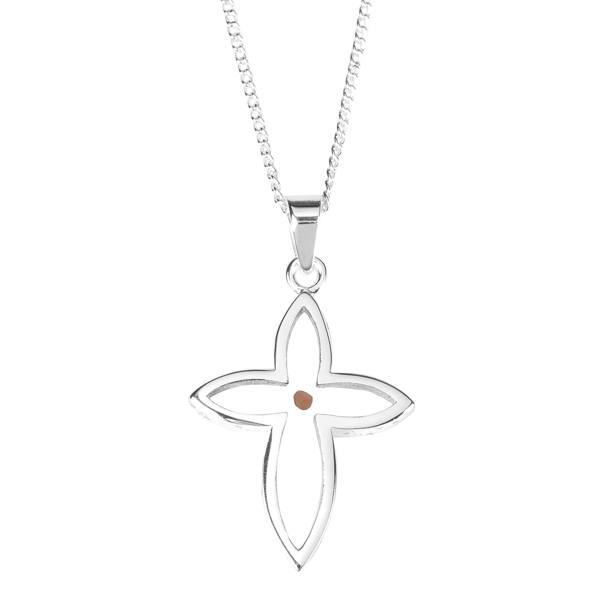 Silver Plated Mustard Seed Petal Cross Necklace