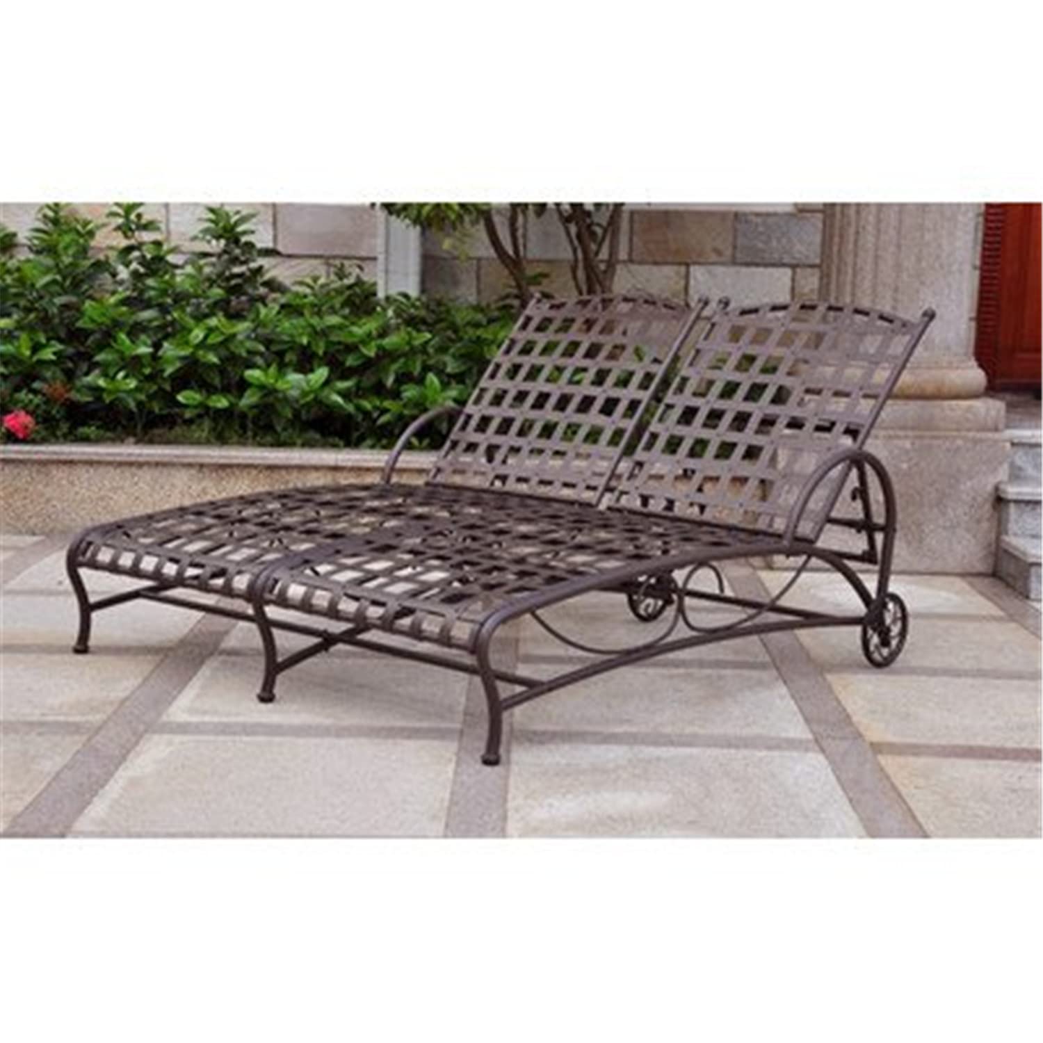 Santa Fe Nailhead Iron Double Multi-position Chaise Lounge - Rustic Brown