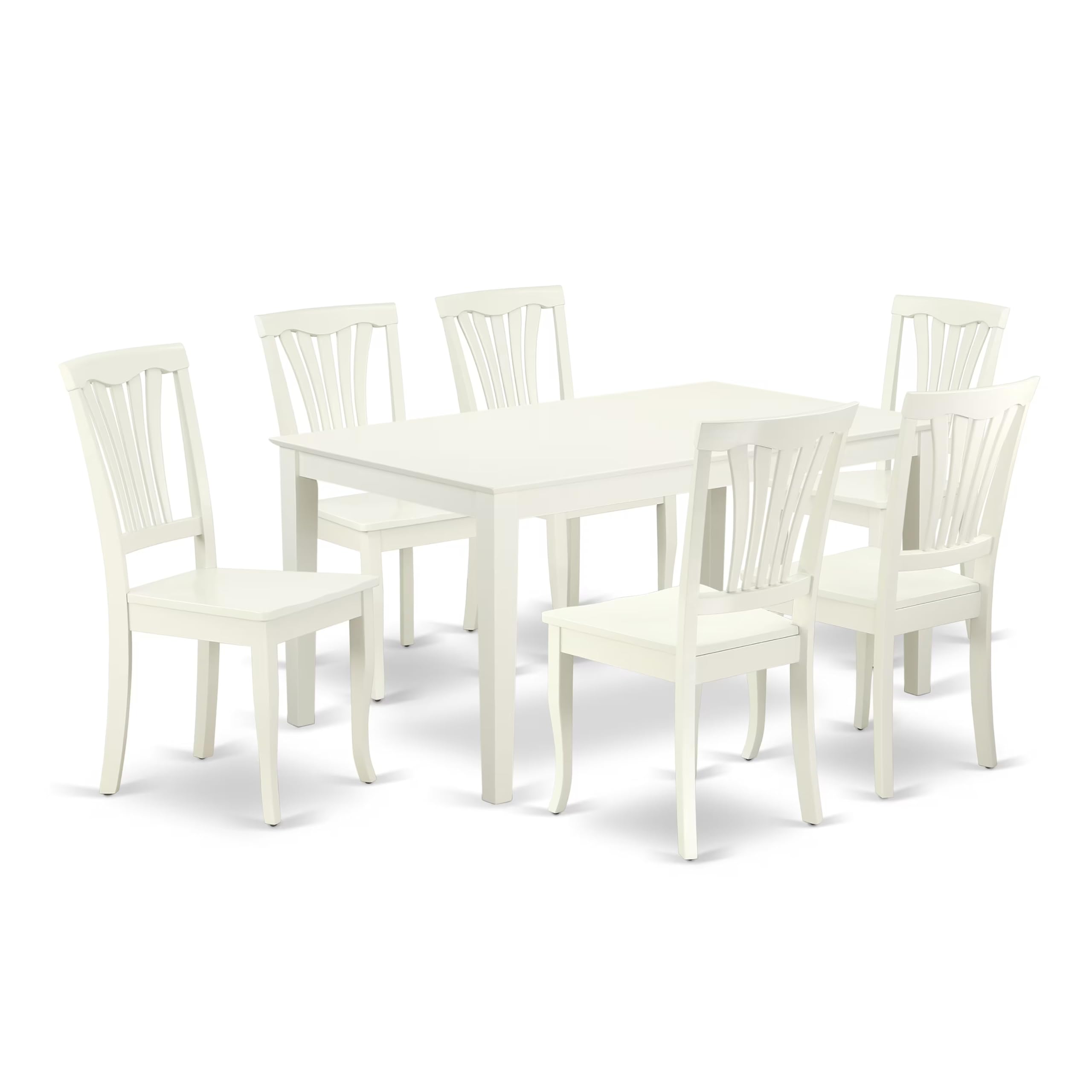CAAV7-LWH-W 7PC Rectangular 60 inch Table and 6 vertical slatted Chairs