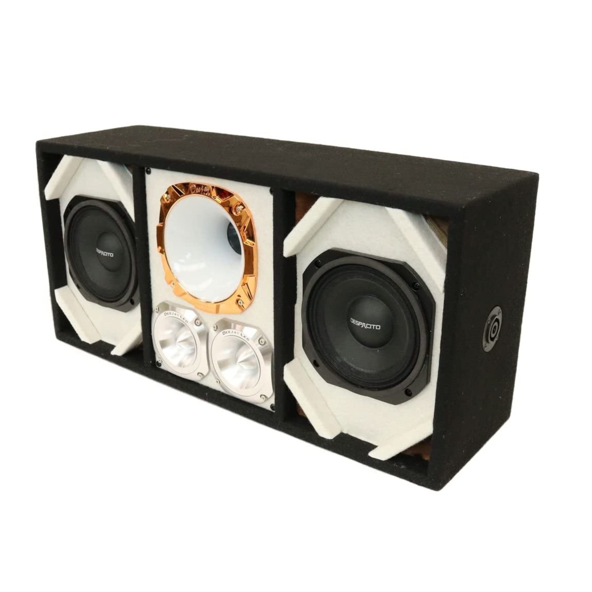 Loaded Box withTwo Despacito Heavy Duty 6-in Woofers One Horn and withTwo Bullet Tweeters WHITE