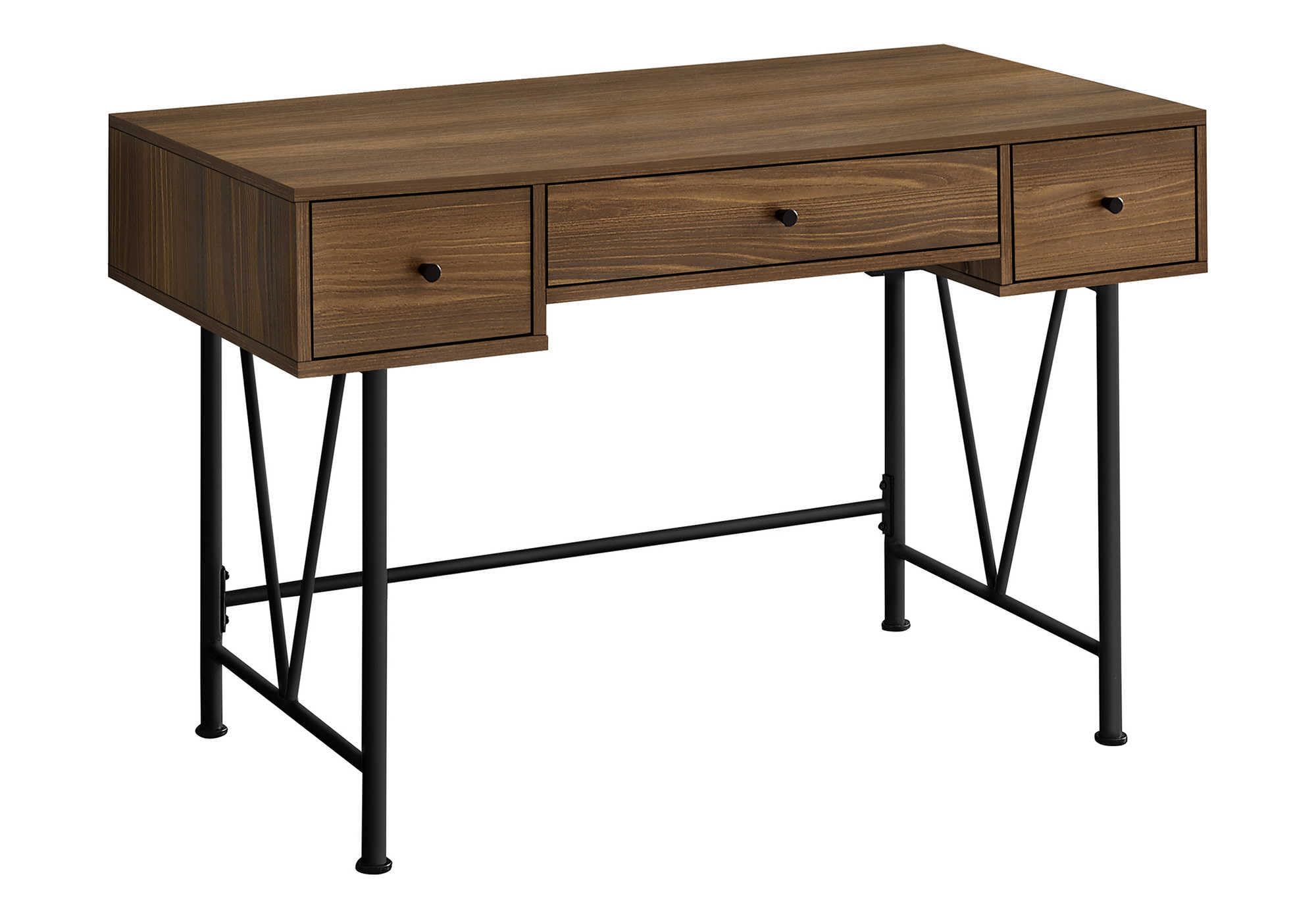 COMPUTER DESK - 48L / WALNUT / BLACK METAL