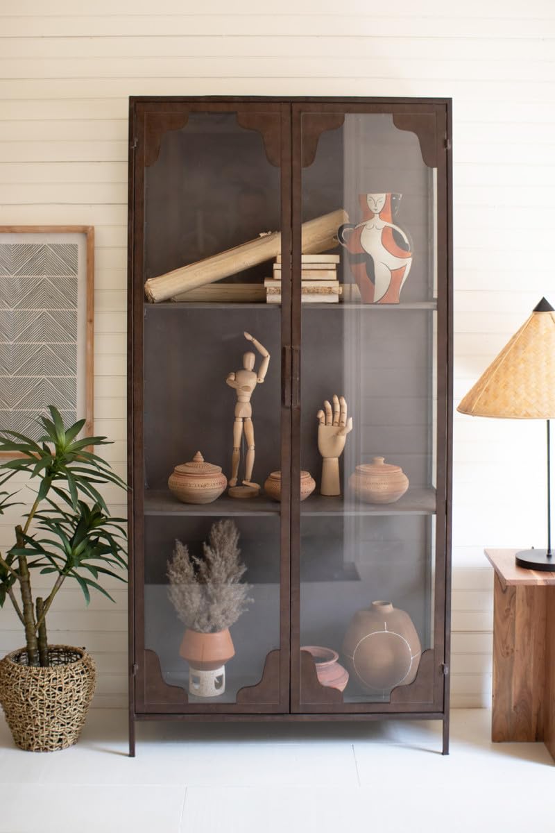 Kalalou Cll2647 Metal And Glass Cabinet 71 Tall