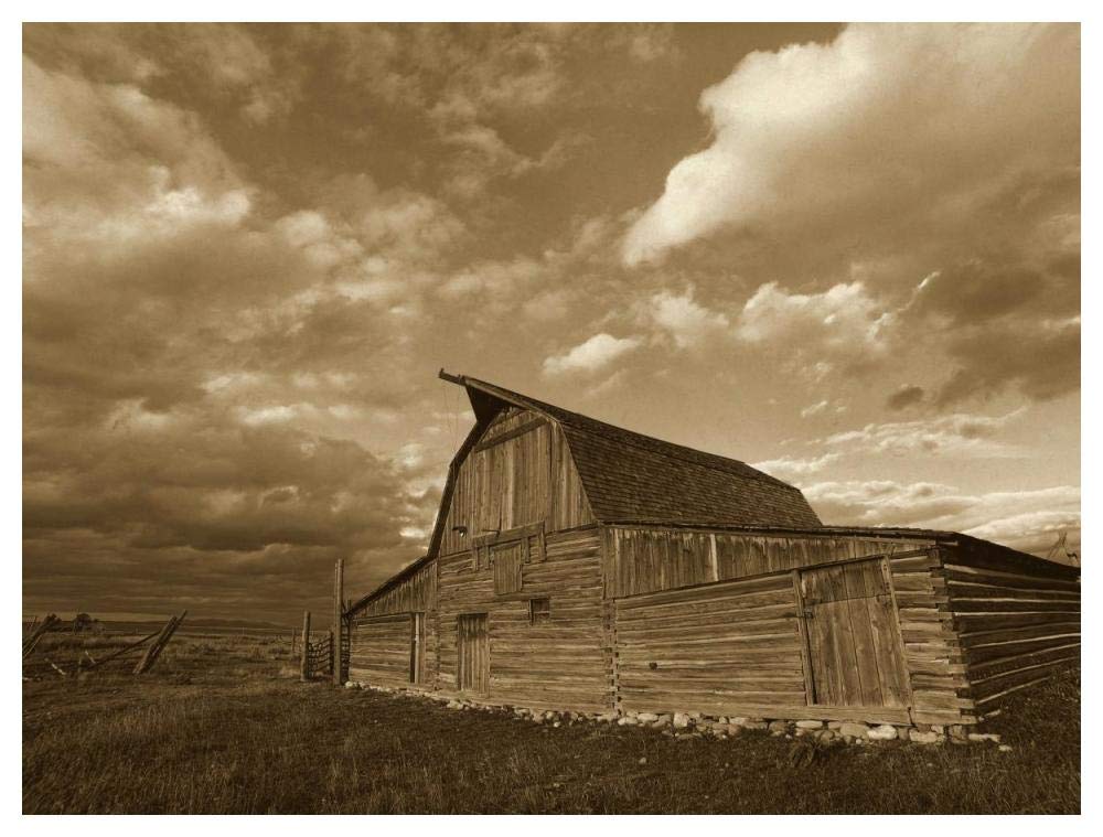 Mormon Row Barn, Grand Teton National Park, Wyoming - Sepia-Paper Art-50x38”