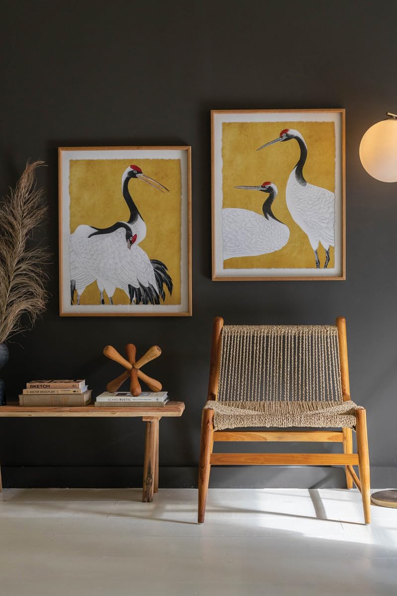 Kalalou Chh1487 Set 2 Framed Prints Under Glass -Black White And Red Herons