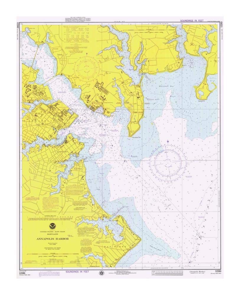 Nautical Chart - Annapolis Harbor ca. 1975-Paper Art-15x18”